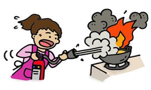 イラスト：天ぷら鍋の油が燃え出したら