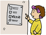 イラスト：寝る前に必ず火の元を確かめる