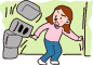 イラスト：落下物やブロック塀などの倒壊の危険のあるところには近寄らない
