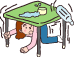 イラスト：テーブルなどの下にもぐり身の安全を