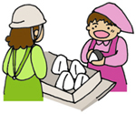 イラスト：給食・給水訓練イメージ
