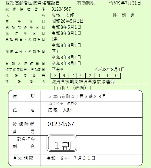 写真：資格確認書みほん