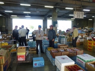 写真：公設卸売市場を視察する市長