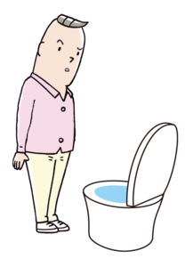 排便物をチェックする男性のイラスト